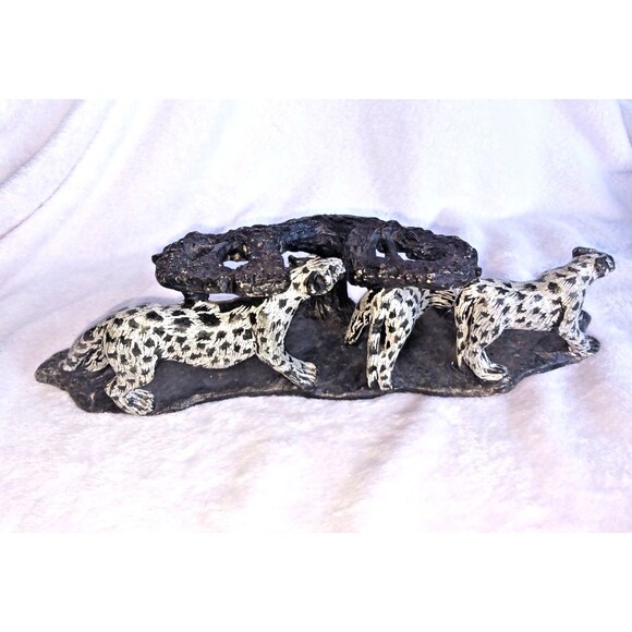 Heavy Snow Leopard Sculpture Carved Stone Big Cats Figurine Handmade Decor - Picture 13 of 14